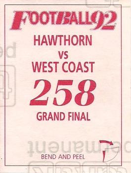 1992 Select AFL Stickers #258 Brett Heady / Chris Mew Back